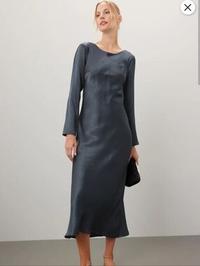 THIRD FORM SATIN Crush Maxi Dress  grey color Size 4